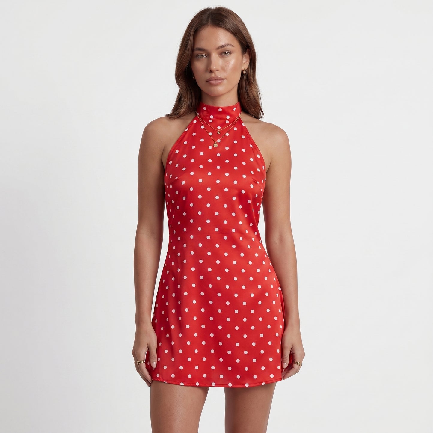 Remi Women's Mini Dress Polka Dot Bodycon, Halter Neck