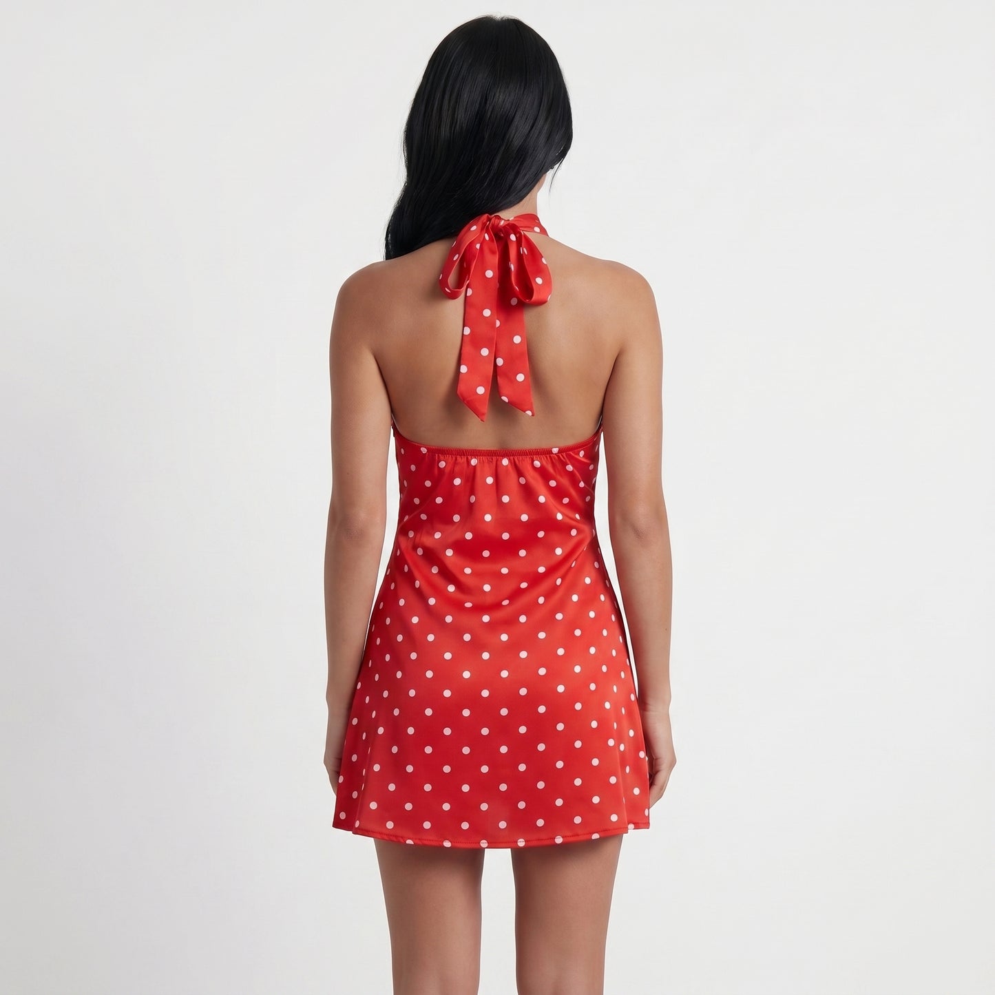 Remi Women's Mini Dress Polka Dot Bodycon, Halter Neck