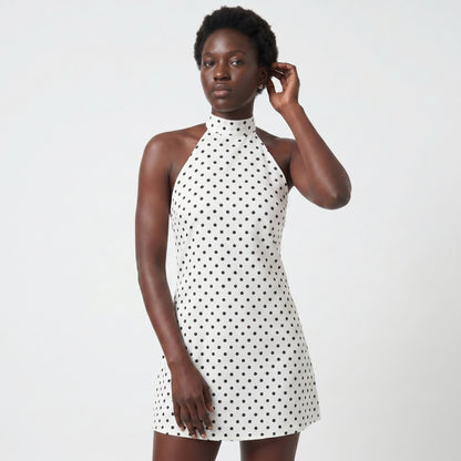 Remi Women's Mini Dress Polka Dot Bodycon, Halter Neck