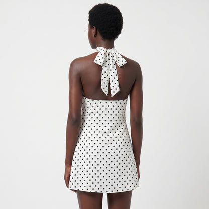 Remi Women's Mini Dress Polka Dot Bodycon, Halter Neck