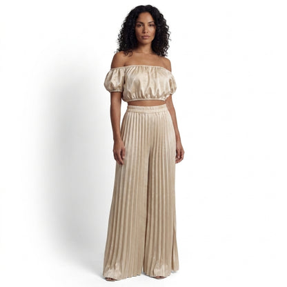 Rosalie Women’s Off-Shoulder Pleated Pants Set