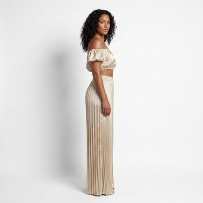 Rosalie Women’s Off-Shoulder Pleated Pants Set