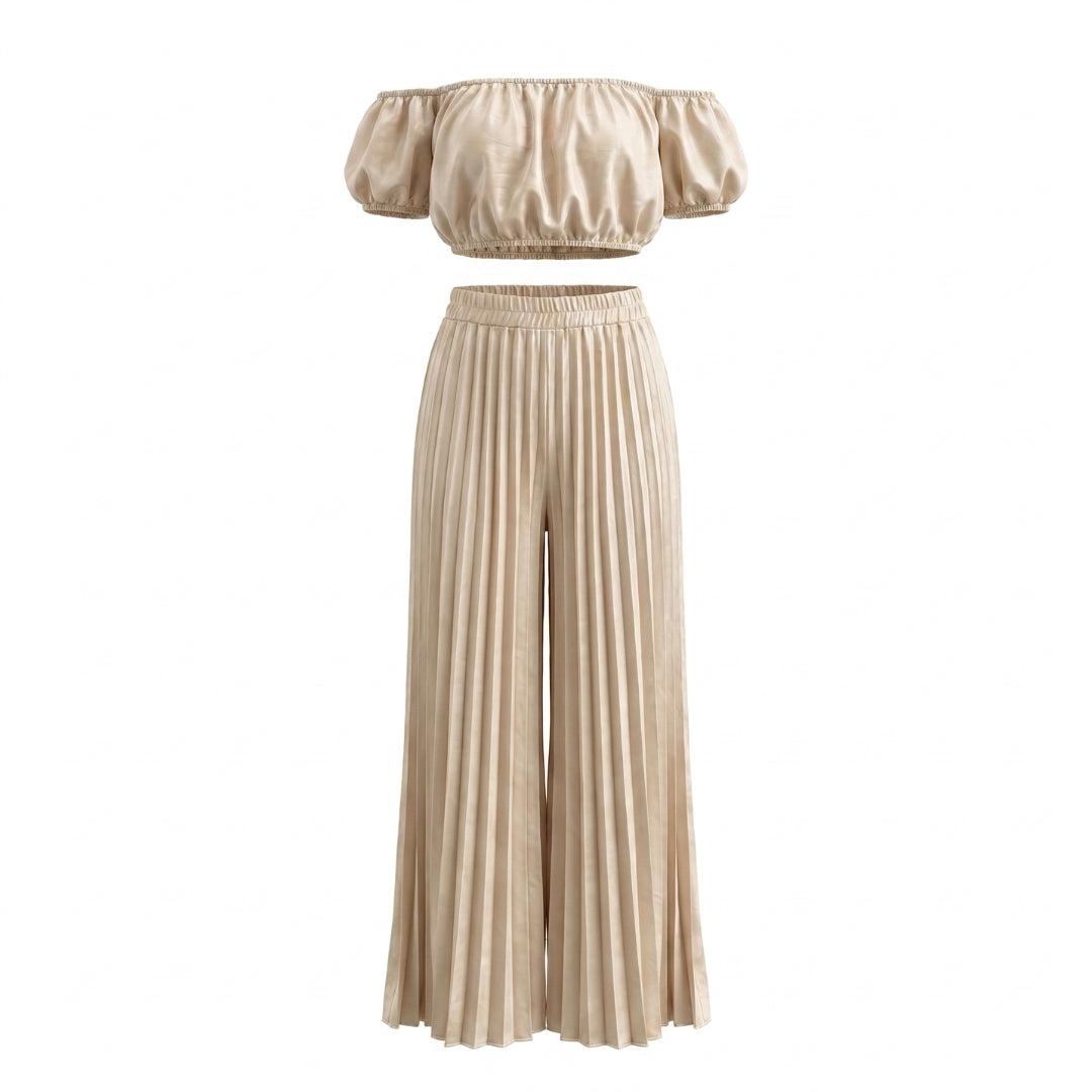 Rosalie Women’s Off-Shoulder Pleated Pants Set