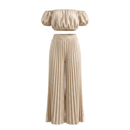 Rosalie Women’s Off-Shoulder Pleated Pants Set