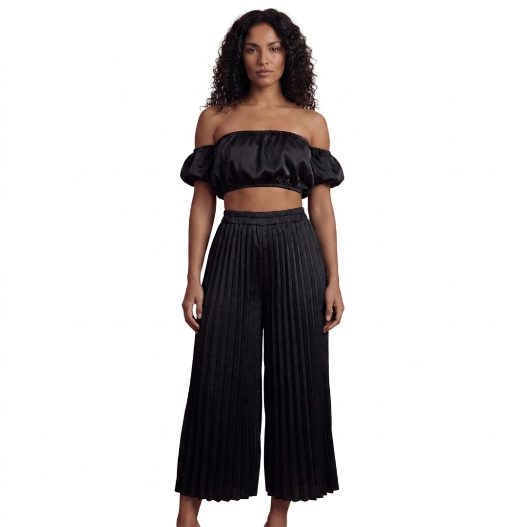 Rosalie Women’s Off-Shoulder Pleated Pants Set