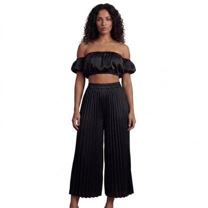 Rosalie Women’s Off-Shoulder Pleated Pants Set