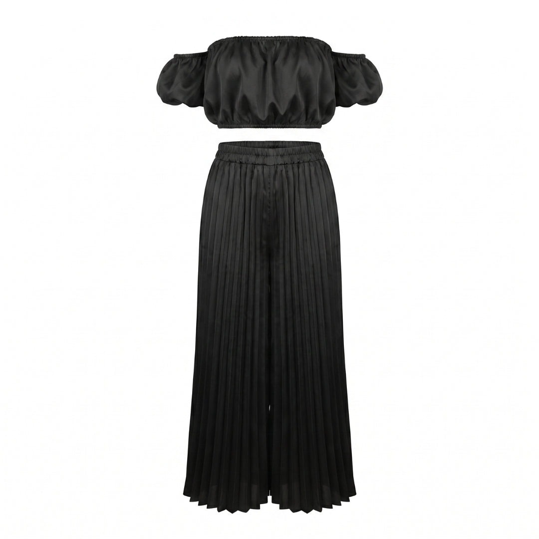 Rosalie Women’s Off-Shoulder Pleated Pants Set