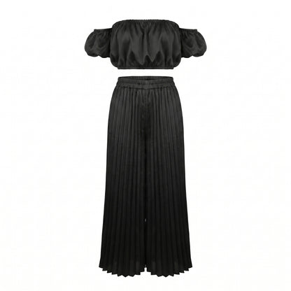 Rosalie Women’s Off-Shoulder Pleated Pants Set