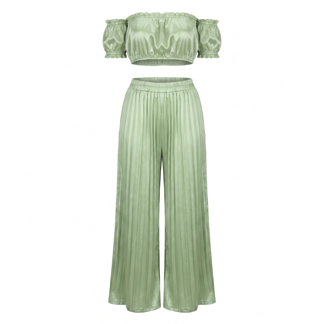 Rosalie Women’s Off-Shoulder Pleated Pants Set