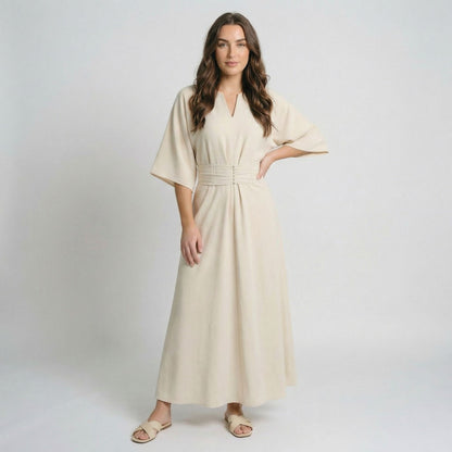 Rosalie | Women’s Polyester Maxi Dress Belted V-Neck