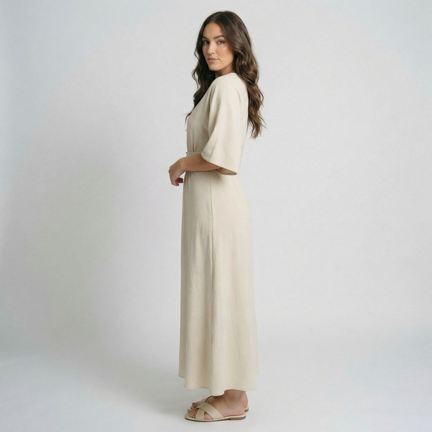 Rosalie | Women’s Polyester Maxi Dress Belted V-Neck