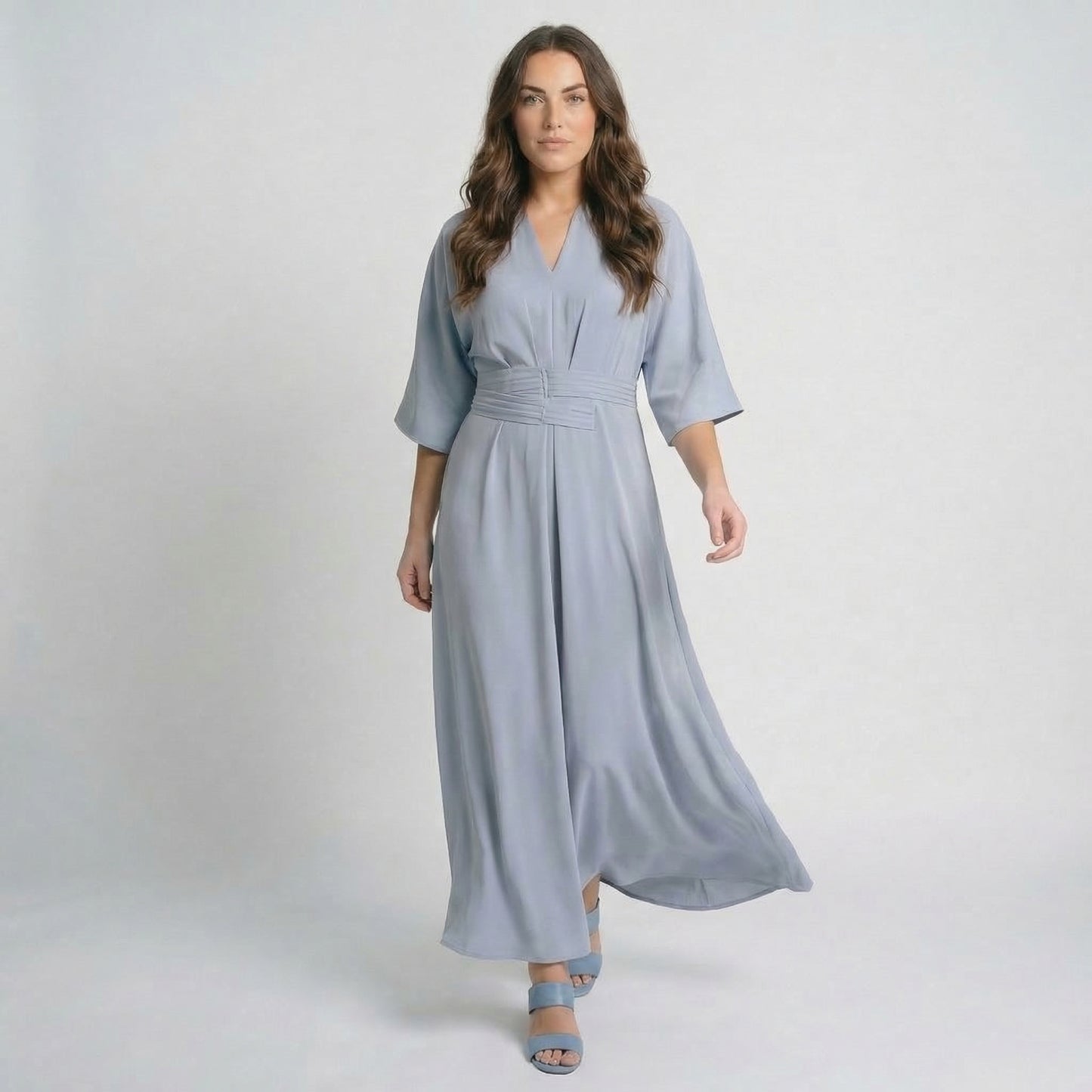 Rosalie | Women’s Polyester Maxi Dress Belted V-Neck
