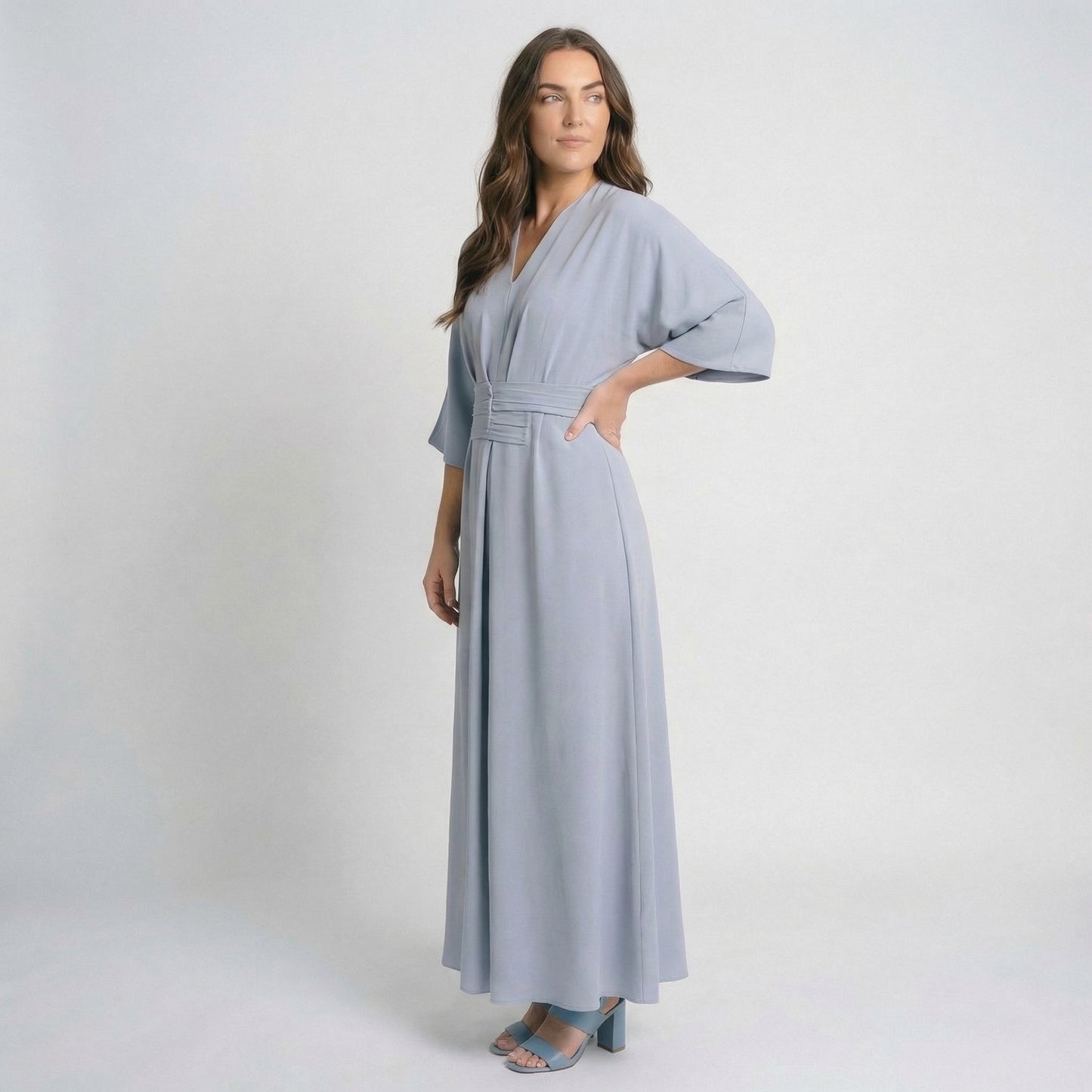 Rosalie | Women’s Polyester Maxi Dress Belted V-Neck