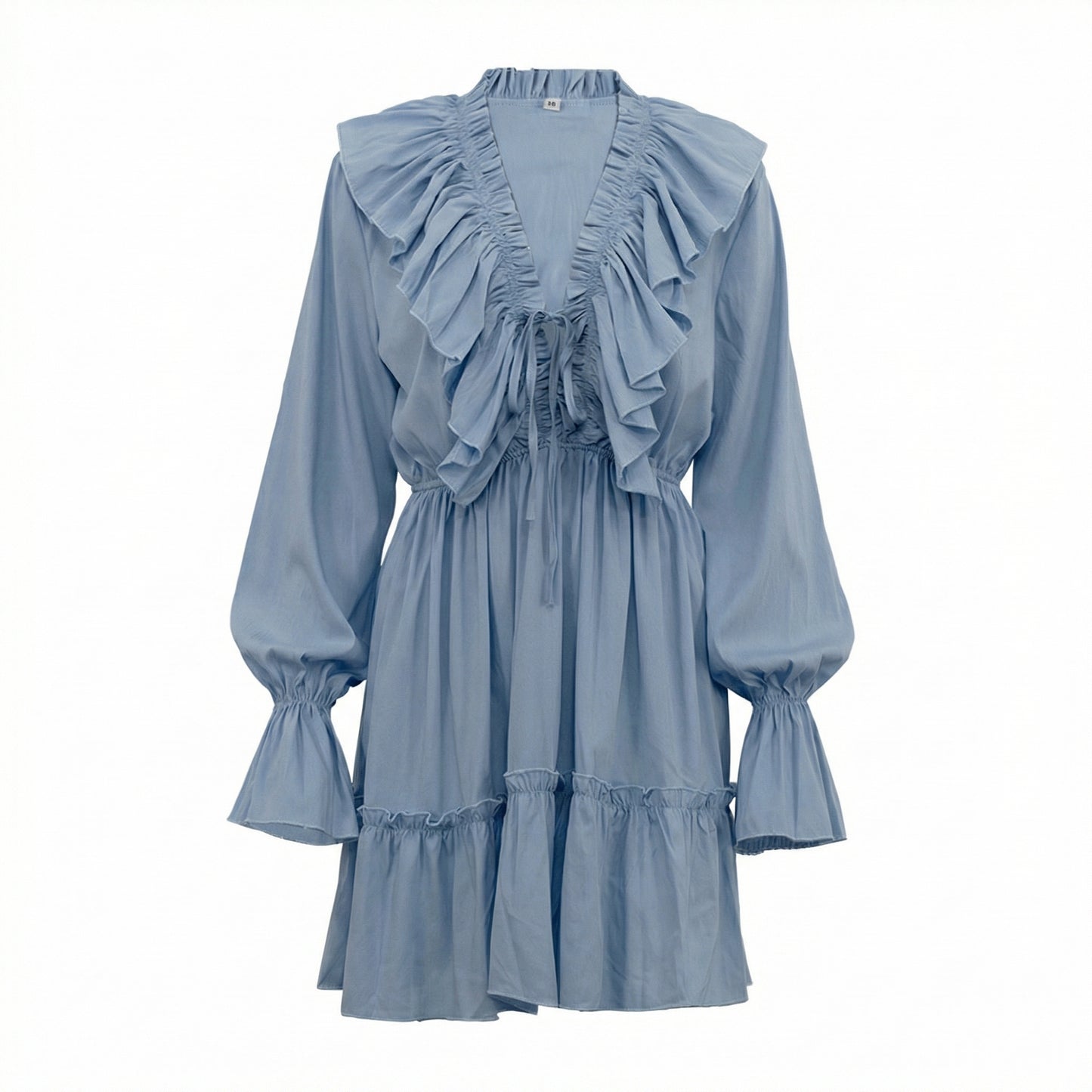 Rosie Women's Ruffle Bell Sleeve Mini Dress, V-Neck Elastic Waist Tiered