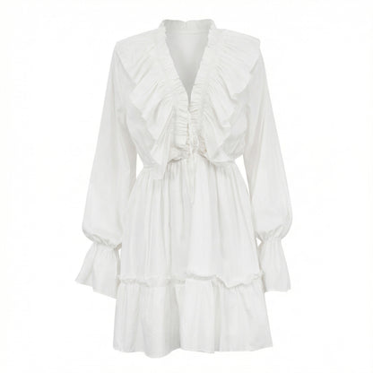 Rosie Women's Ruffle Bell Sleeve Mini Dress, V-Neck Elastic Waist Tiered
