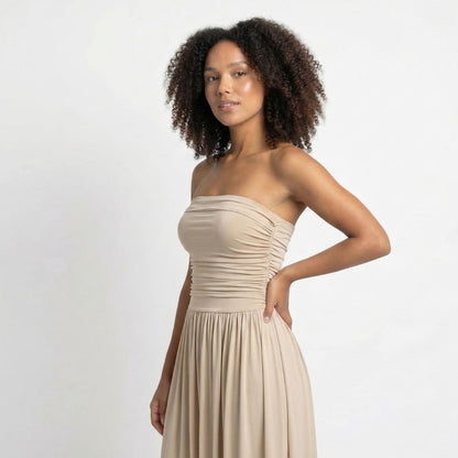 Sabine | Women’s Ruched Maxi Dress with Shirring