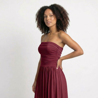 Sabine | Women’s Ruched Maxi Dress with Shirring