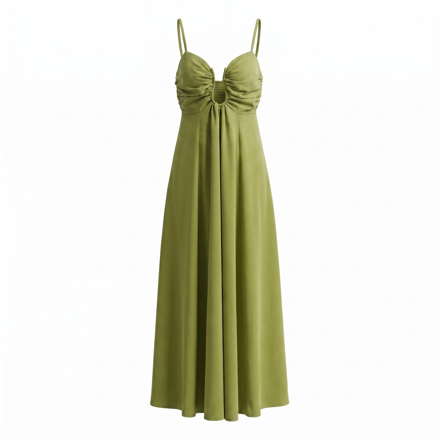 Sage Women's Maxi Dress Cutout Waist Ruched, Spaghetti Strap