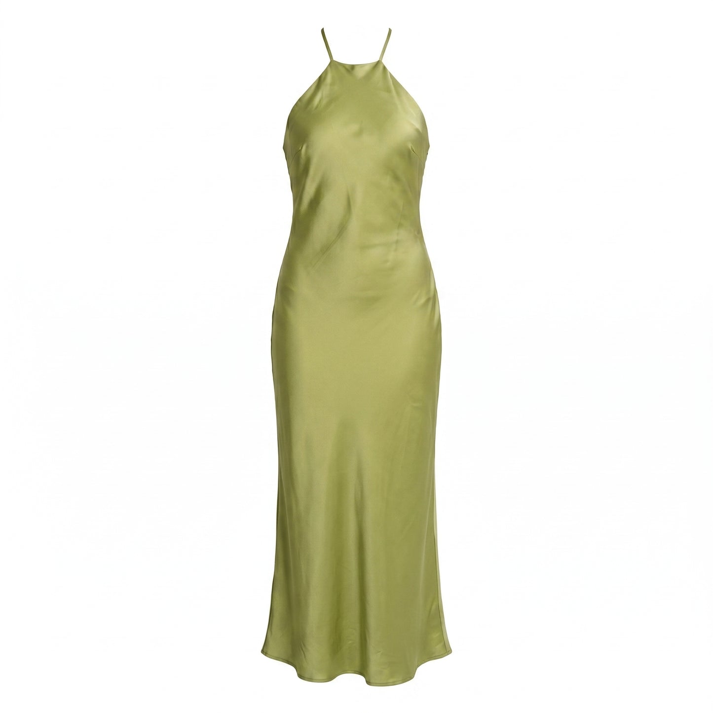 Seren Women's Maxi Dress Satin Halter Backless, Slip A-Line