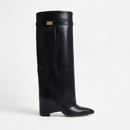 Séverine Women’s Leather Knee-High Boots Buckle