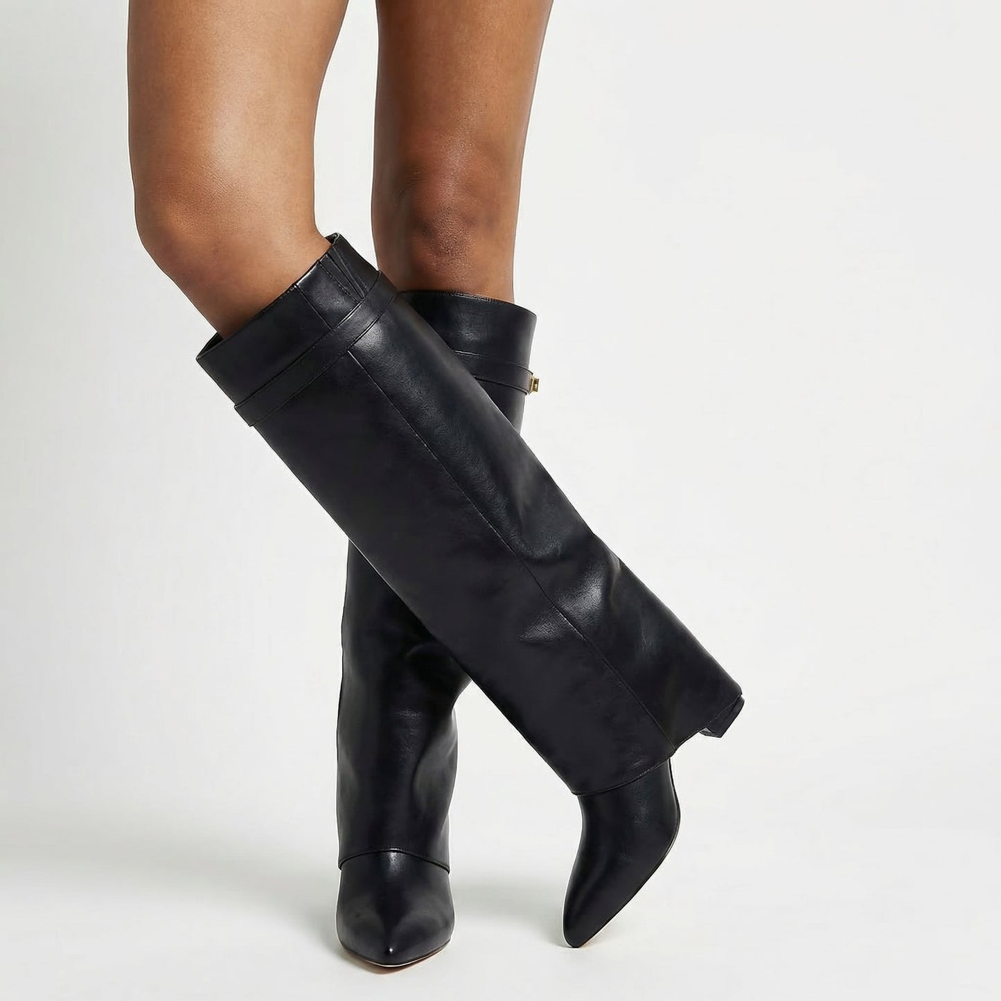 Séverine Women’s Leather Knee-High Boots Buckle