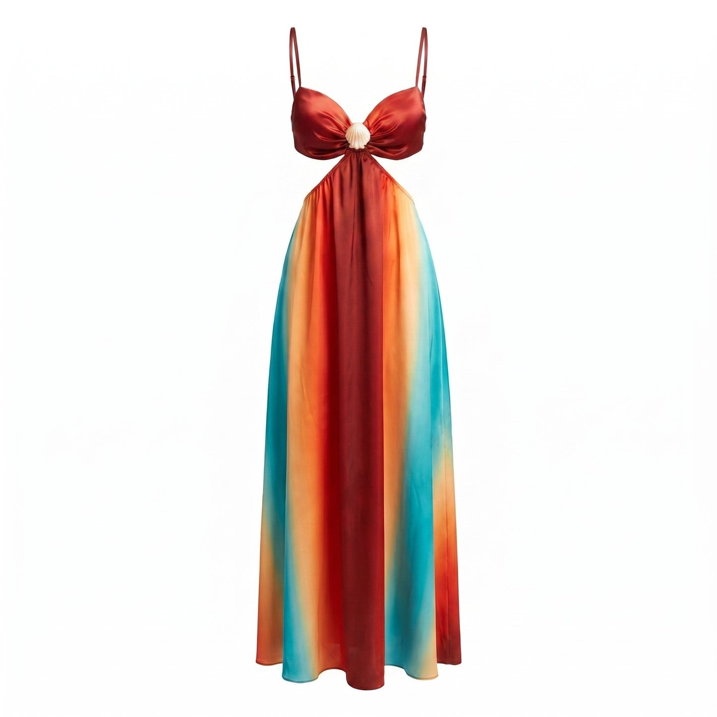 Soleil Women's Maxi Dress Gradient Halter Cutout, High Waist
