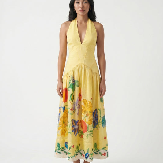 Solène Women’s Halter-Neck Open-Back Maxi Dress