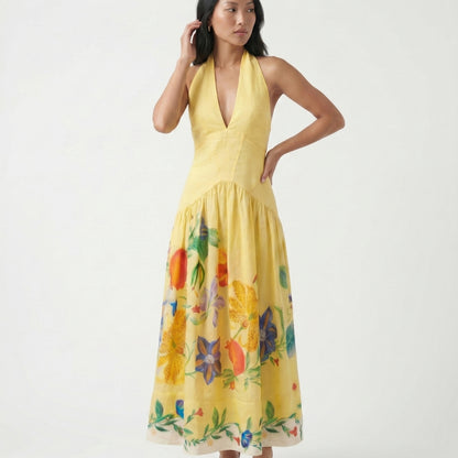Solène Women’s Halter-Neck Open-Back Maxi Dress