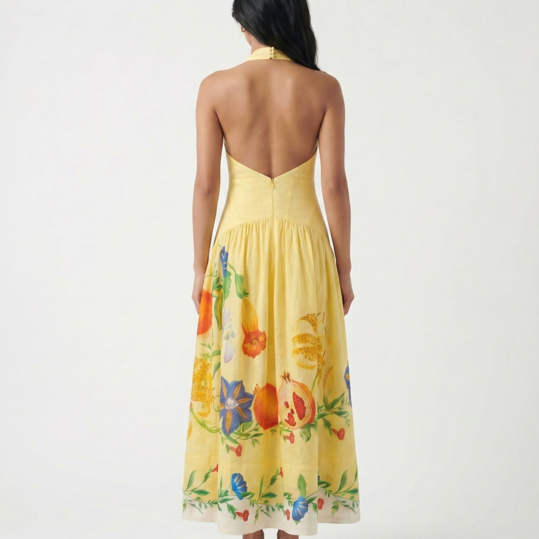 Solène Women’s Halter-Neck Open-Back Maxi Dress