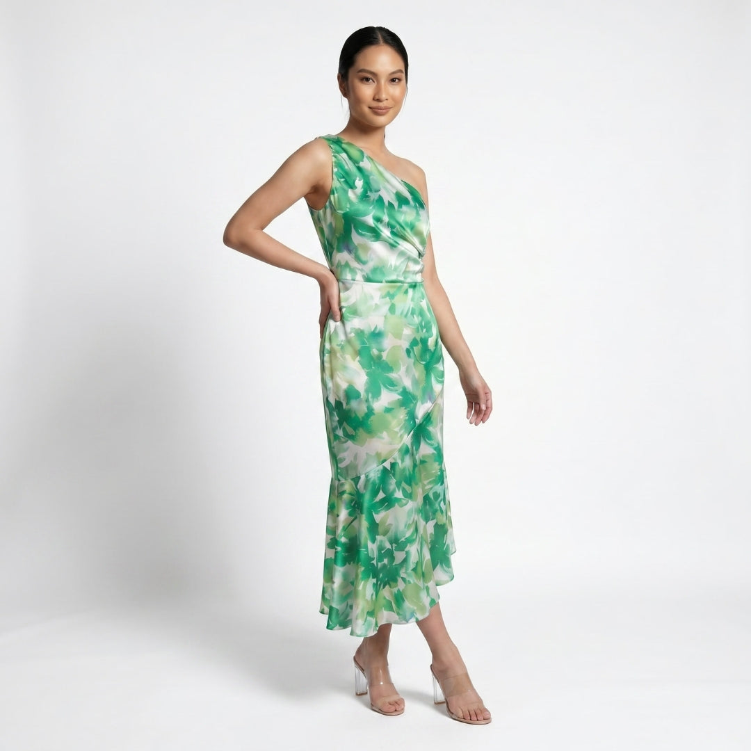 Solène Women’s One-Shoulder Printed Midi Dress