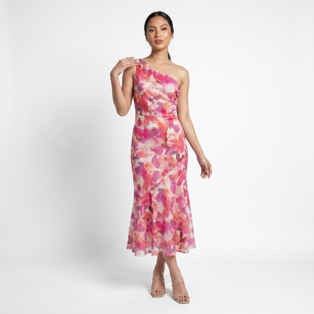 Solène Women’s One-Shoulder Printed Midi Dress