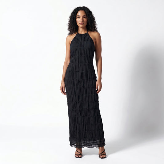 Solène Women’s Textured Halter Neck Midi Dress