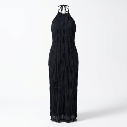 Solène Women’s Textured Halter Neck Midi Dress
