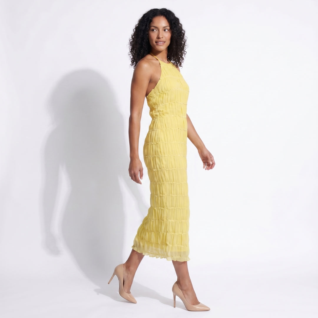 Solène Women’s Textured Halter Neck Midi Dress