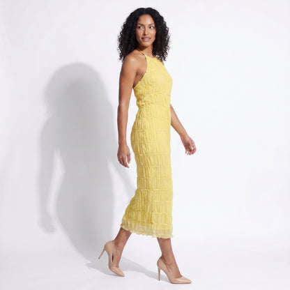 Solène Women’s Textured Halter Neck Midi Dress
