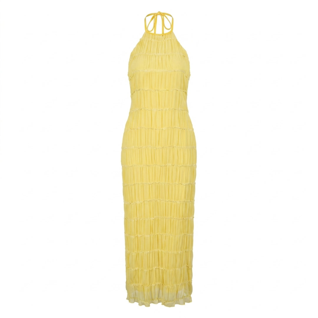 Solène Women’s Textured Halter Neck Midi Dress