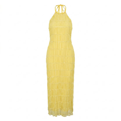 Solène Women’s Textured Halter Neck Midi Dress