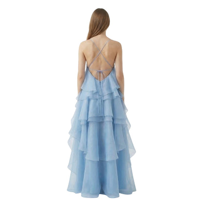 Soline | Women’s Halter Ruffle Maxi Dress with Zip