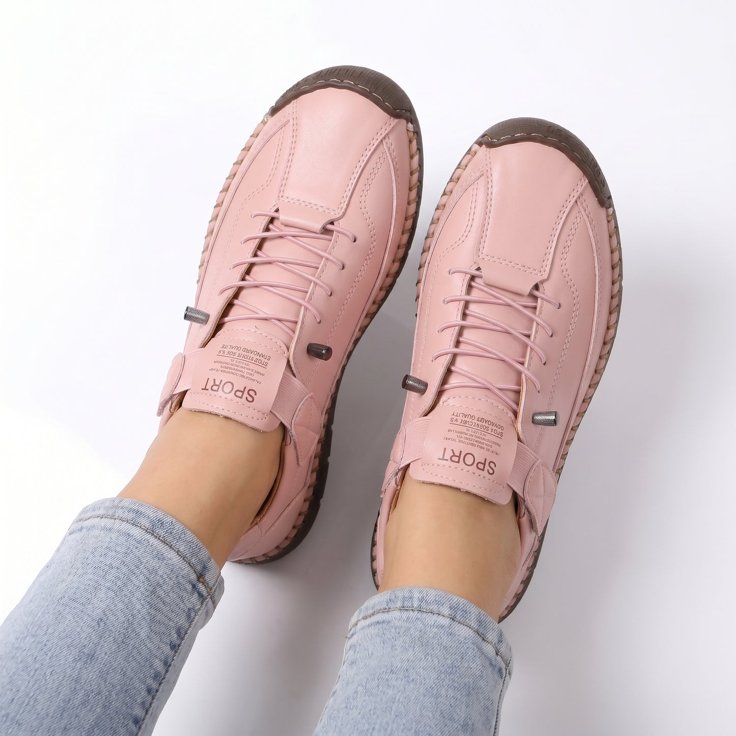 Stride Women's Casual Sneakers Hand-Stitched Flat, Lace-Up