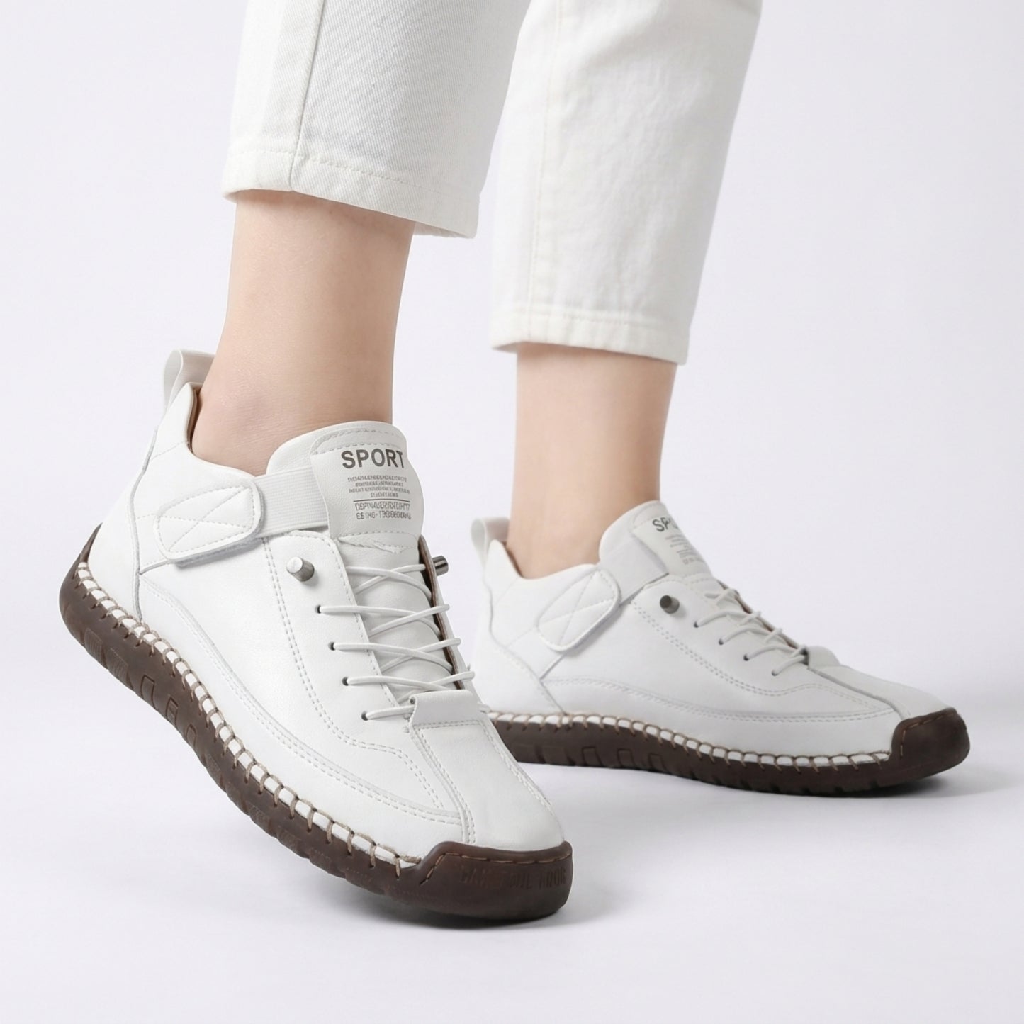 Stride Women's Casual Sneakers Hand-Stitched Flat, Lace-Up