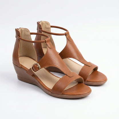 Talia Women's Comfort Wedge Sandals Ankle Strap, Open Toe