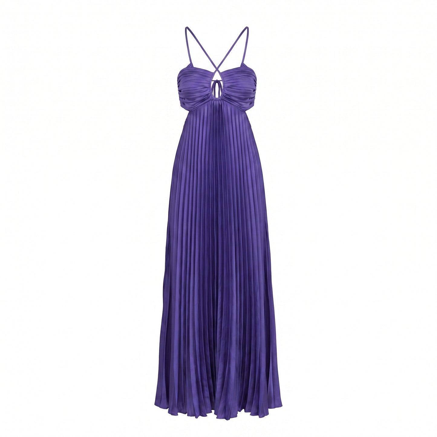 Thalia Women's Pleated Halter Maxi Dress, Sleeveless High Waist Formal