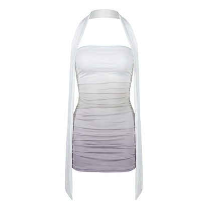 Vita Women's Mini Dress Gradient Ruched Strapless, Bodycon