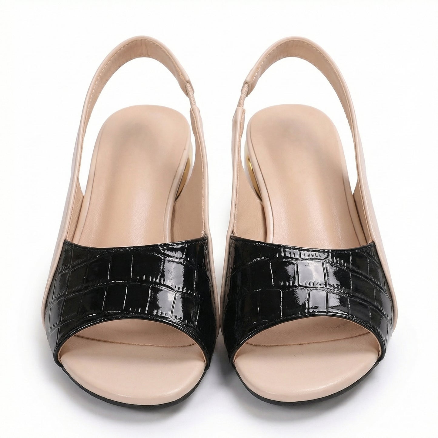 Women's Croc Strap Block Heel Slingback Sandals