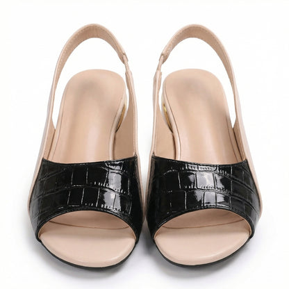 Women's Croc Strap Block Heel Slingback Sandals