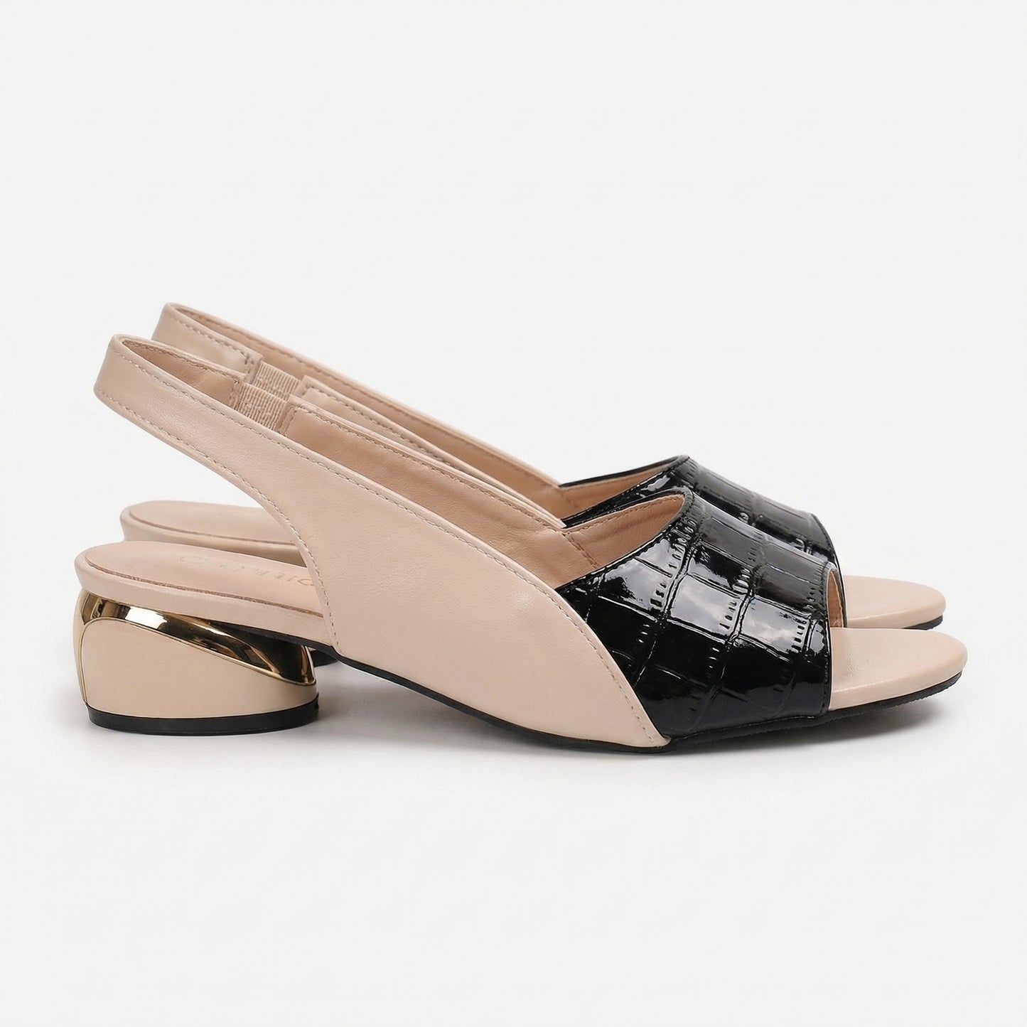 Women's Croc Strap Block Heel Slingback Sandals
