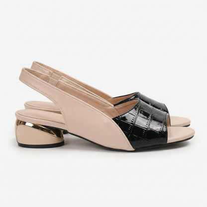 Women's Croc Strap Block Heel Slingback Sandals