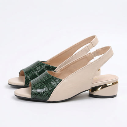 Women's Croc Strap Block Heel Slingback Sandals