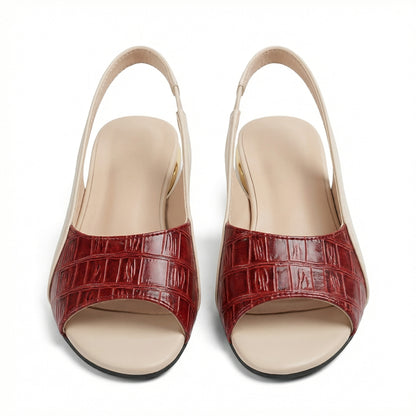 Women's Croc Strap Block Heel Slingback Sandals
