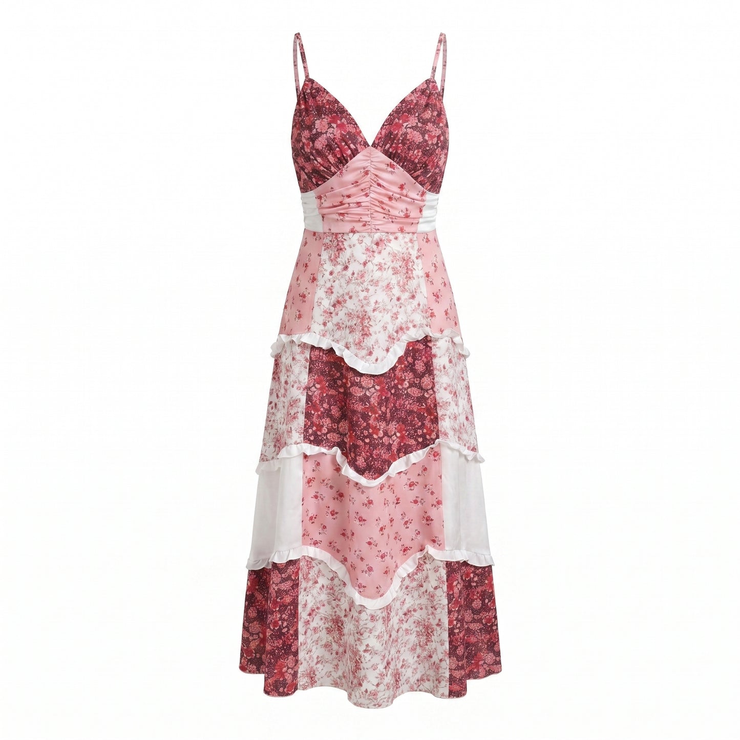 Wren Women's Maxi Dress Floral Patchwork Ruffle, Strappy